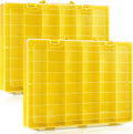 Juexica 2 Pcs Large 48 Grids Plastic Storage Bead Organizer Box, Tackle Box, Compartment Organizer Container with Adjustable Dividers for Jewelry Art Crafts Toys Screw Small Parts(Yellow)