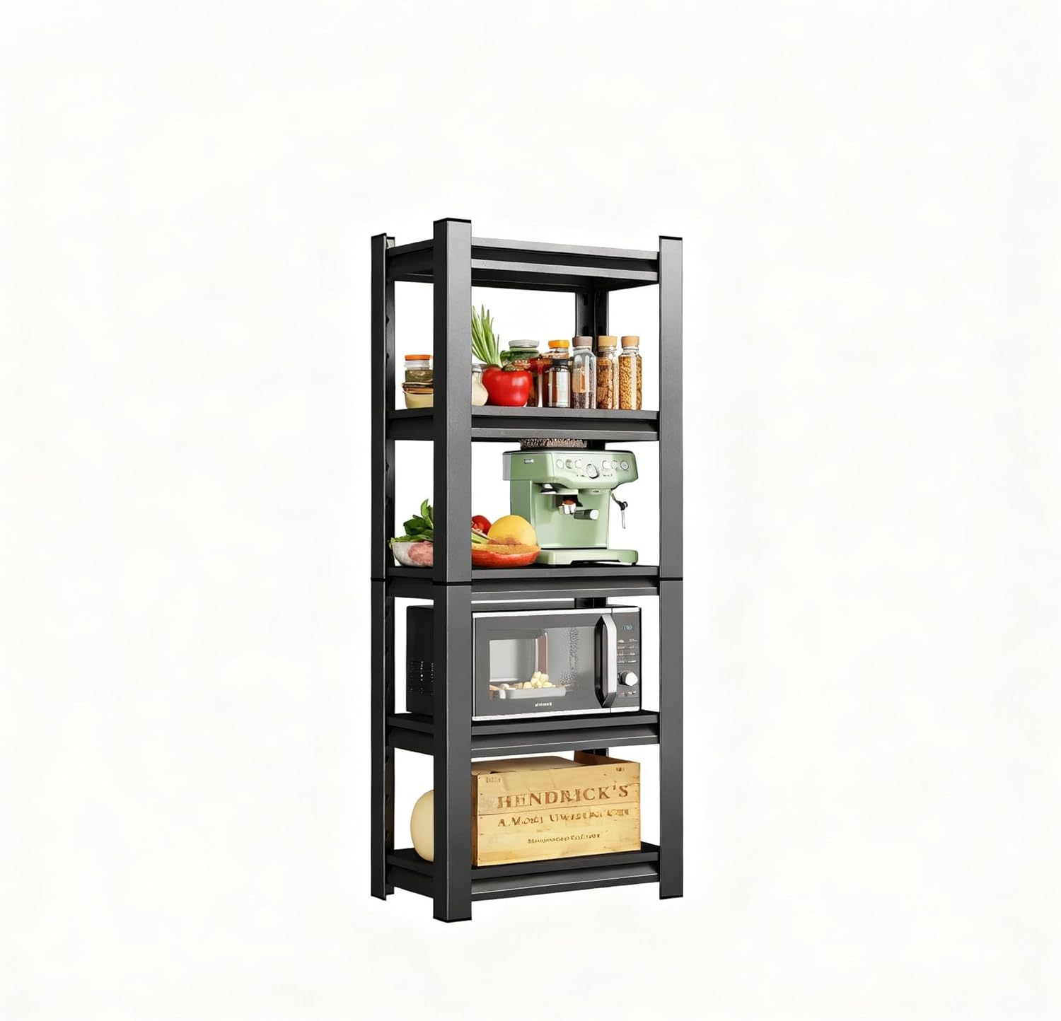 Kitchen Storage Rack，5 Tier Shelving Unit，Metal Adjustable Shelf，1650LBS Steel Shelving Rack，Storage Racks for Kitchen Bathroom Pantry Closet Laundry (5TIER-13.8" D*19.7" W*54" H)