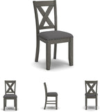 Signature Design by Ashley Caitbrook Rustic 7-Piece Dining Set – Rectangular Table with 6 X-Back Upholstered Chairs, Gray