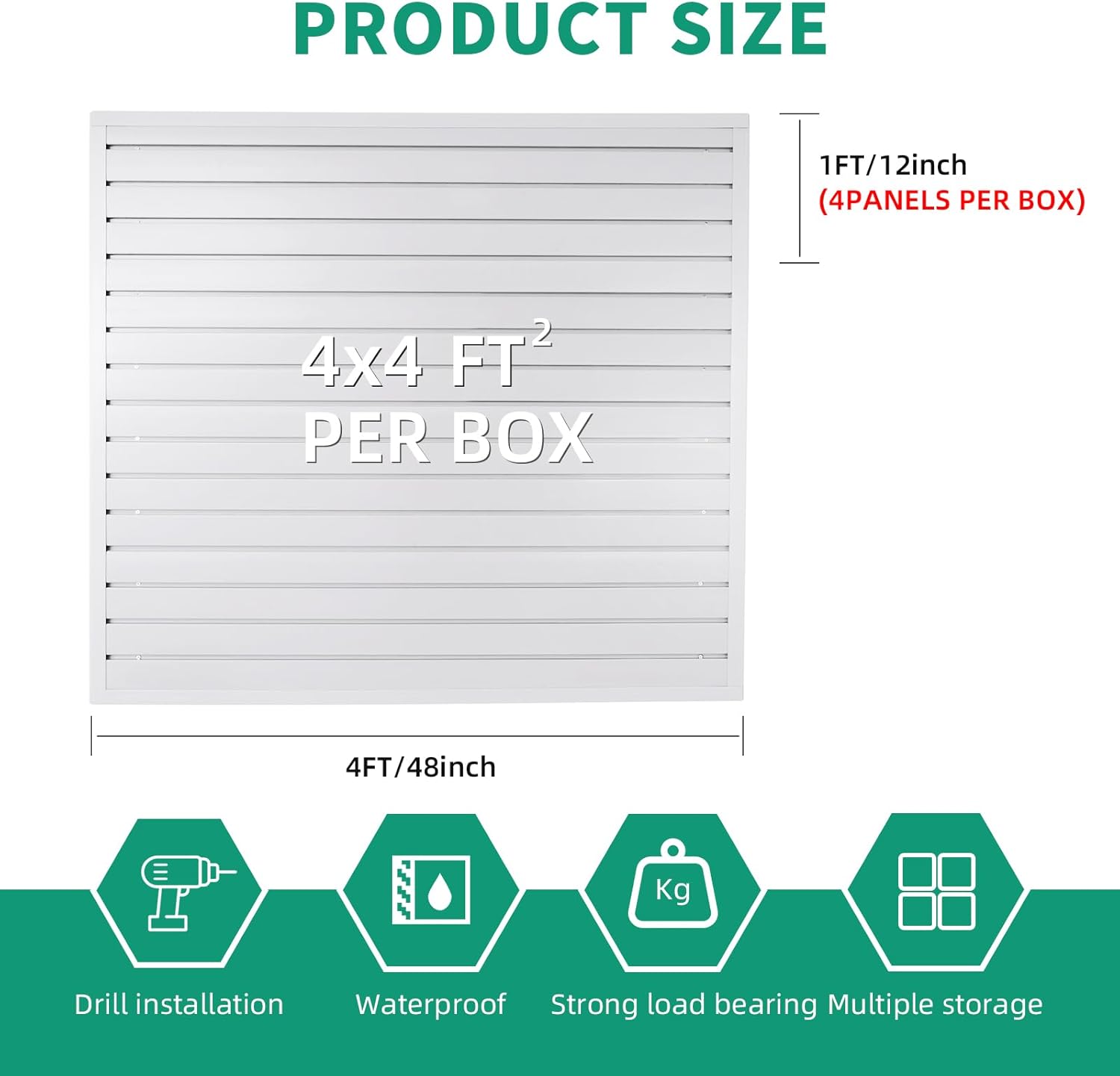 Slatwall Panel 4x4 ft Garage Mounted Storage, White Slat Wall Paneling Garage Organizers Storage, Peg Board Tool Organization PVC Wall Panels, Garage Slat Wall Storage Systems Pegboard Wall Organizer