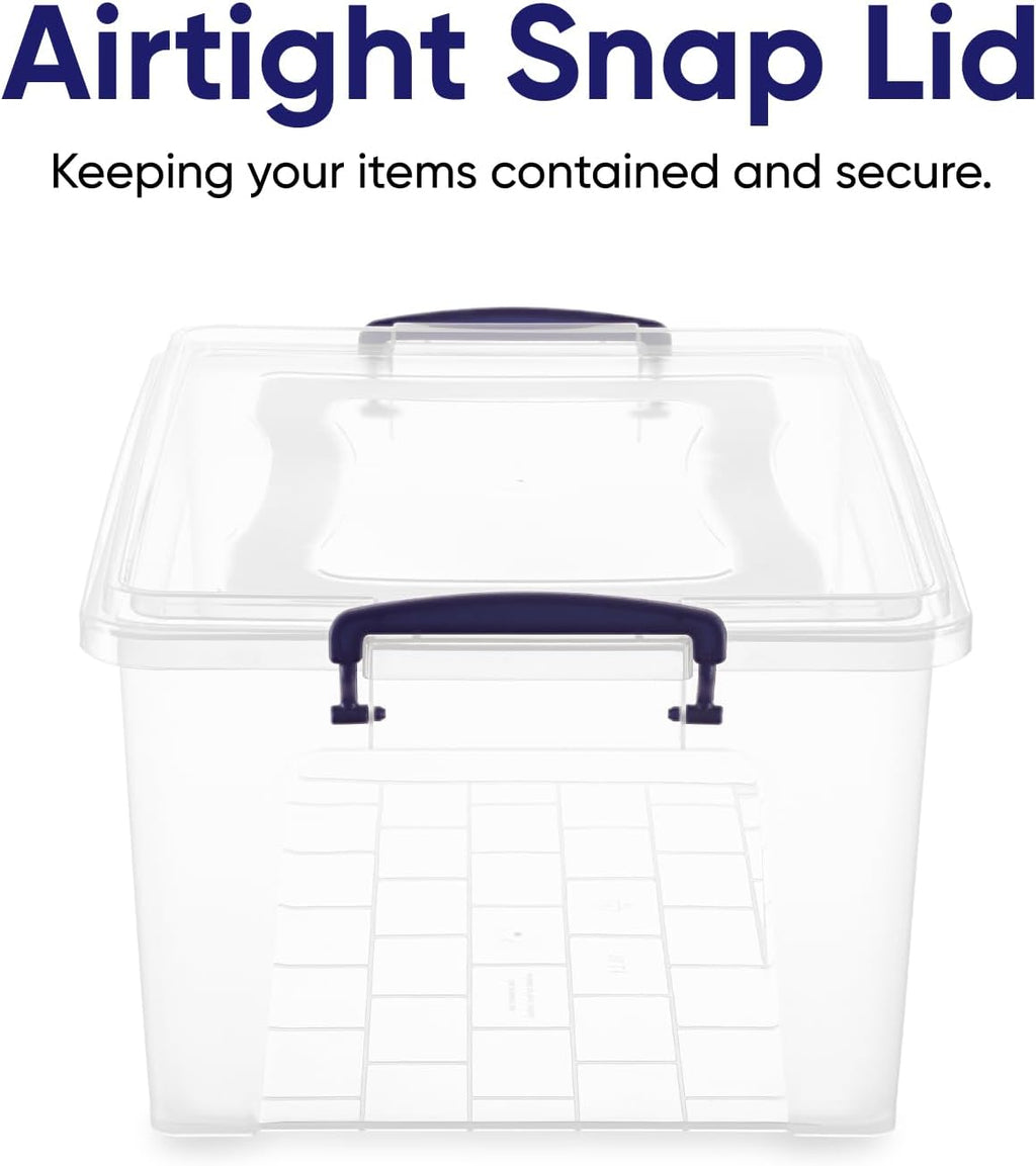 Superio Storage Bins with Lids- Clear Boxes for Organizing, Stackable Plastic Containers- BPA Free, Non-Toxic, Odor Free, Organizer for Home, Office, Dorm (6 Pack, 28.5 Qt)