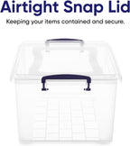 Superio Clear Storage Bins with Lids, 28.5 Quart BPA Free Plastic Containers, Transparent Boxes for Organizing, Stackable Crates, Organizer Totes for Home, Office, School, and Dorm