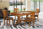 East West Furniture PLAV5-SBR-LC 5 Piece Dining Room Table Set Includes an Oval Wooden Table with Butterfly Leaf and 4 Faux Leather Kitchen Dining Chairs, 42x78 Inch, Saddle Brown