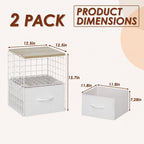 2 Pack Stackable Storage Drawers, Closet Organizers and Storage Shelves with Wooden Top & Adjustable Dividers, White Fabric Closet Drawer Organizer, Modular Storage Bins for Bedroom Wardrobe Apartment
