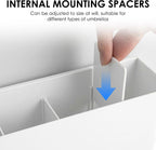 Umbrella Holder for Indoor Holder, Wall Mounted Umbrella Stand with Drip Tray, Space Saving Umbrella Organize Rack (White)