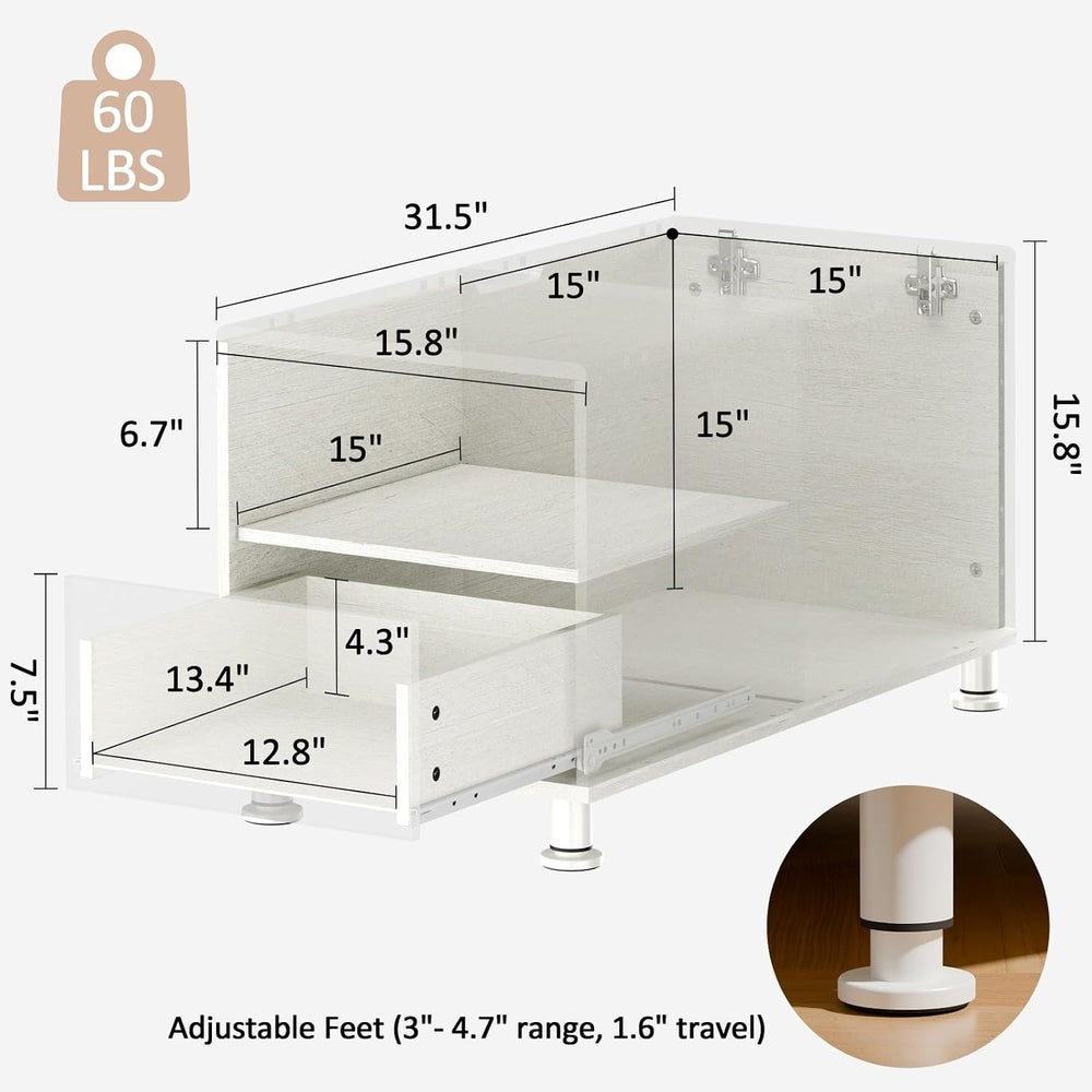 Rresyet Modular Sofa Console with Storage, Adjustable Height Side Table with ...