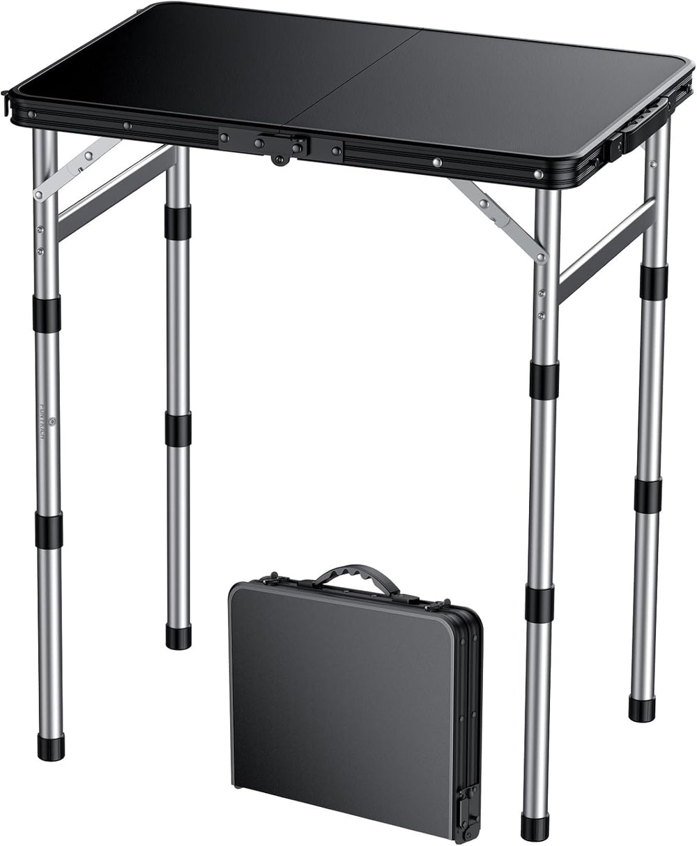 FUNYKICH Camping Table with Waterproof Plastic Tabletop 22.8''x15.7&#...