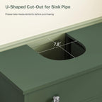 TEENFON Pedestal Sink Storage Cabinet with 2 Doors and Drawer, Bathroom Sink Cabinet, Under Sink Storage with U-Shape Cut-Out, Green UNYSG033V