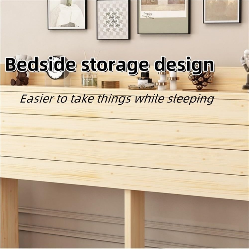 Wood Rustic Panel Headboard with Storage Shelf Single/Twin/Queen Size Modern ...