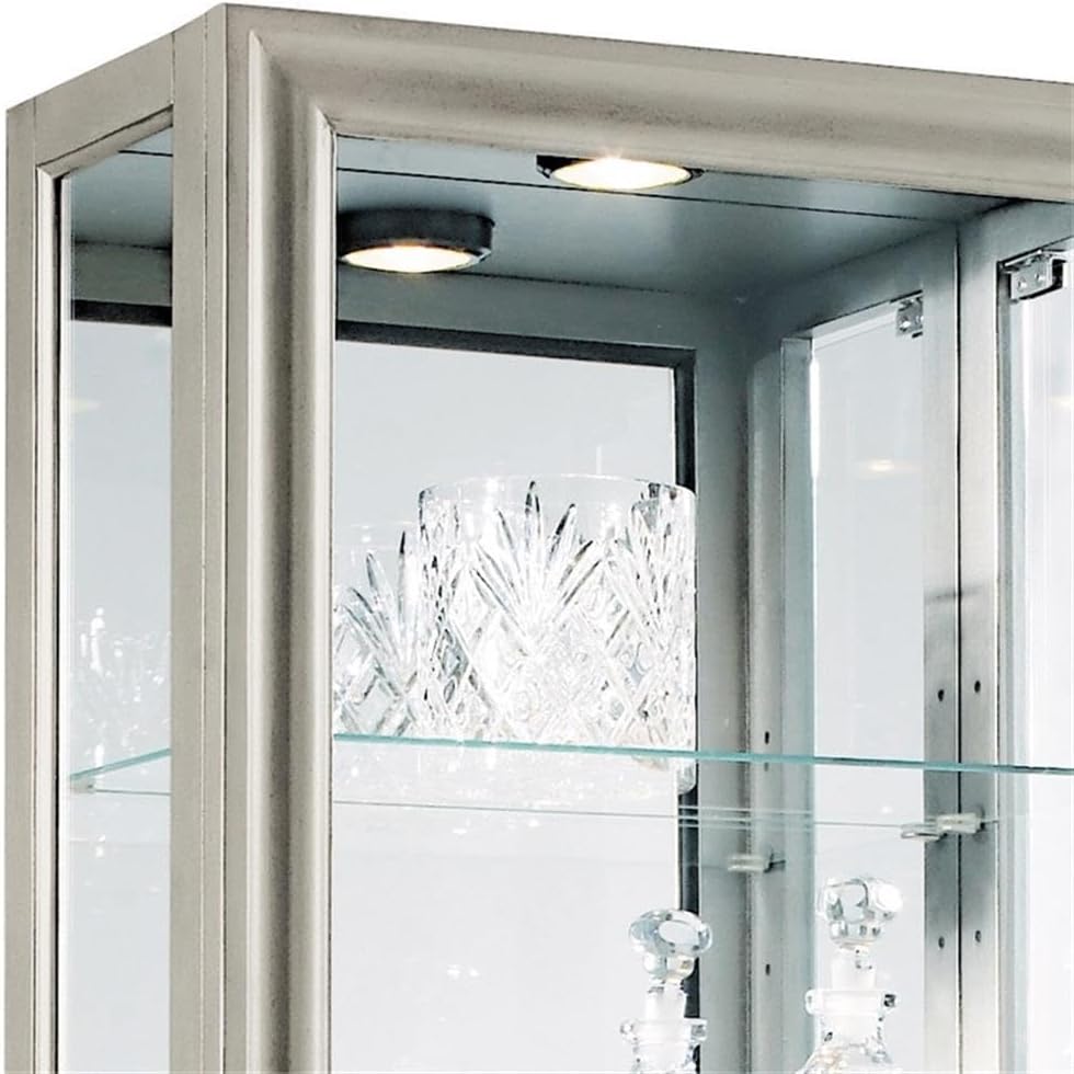 Pulaski Furniture Hardwood Side Entry Curio Cabinet in Platinum Silver Finish