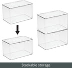 mDesign Set of 2 Storage Boxes with Lids – Stackable Plastic Storage Boxes for Nursery – Practical Plastic Toy Box Set – Clear