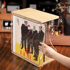 Vinyl Record Storage Holder,Stacks up to 30 Albums, Solid Wood & Clear Acrylic,Canbe stack,Premium Display, Simple and Contemporary Concept Design for 12” Records LP, DVDs, or CDs (composite board, 3)