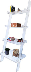 Acrylic Ladder Bookcase – Large Modern Clear Leaning Floating Wall Bookshelf - Standing Decor Display Unit for Open Shelving, Organizer, or Storage in the Living Room, Office, Bedroom, or Bathroom