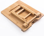 Bamboo Tablet Holder - Adjustable Folding iPad Stand with Charge Port for Desk or Cooking