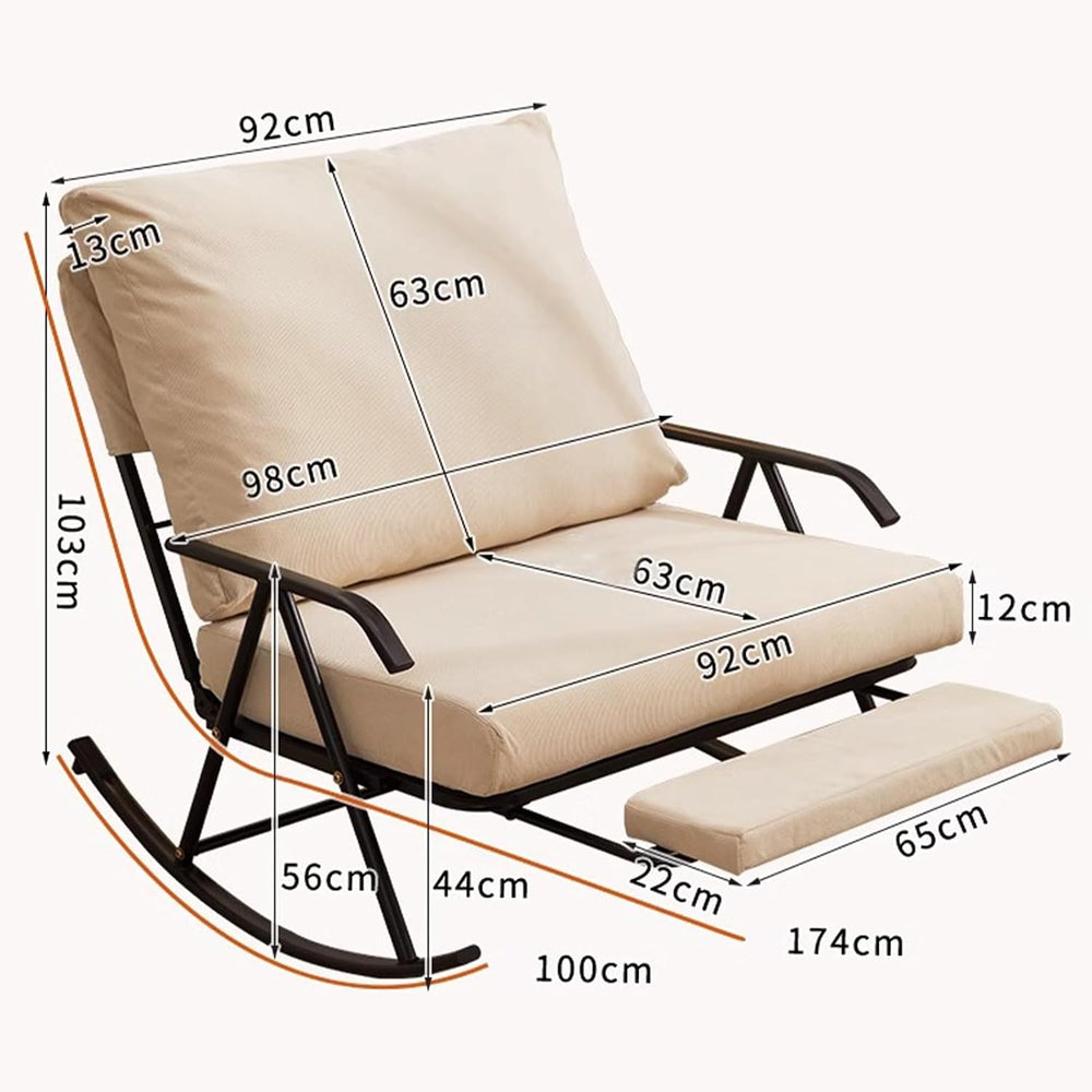 92cm Wide Double Rocking Chair,Featuring an Adjustable backrest and Retractab...