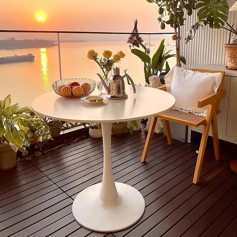 Modern White Round Dining Table 24 inch, White Tulip Round Table for Two Peop...