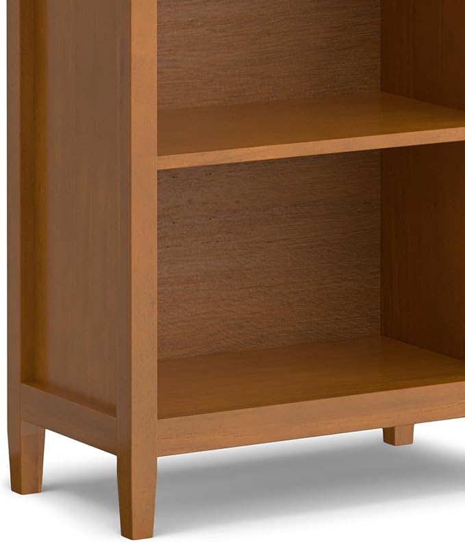 SIMPLIHOME Warm Shaker Bookcase - 72 inch Tall 5-Shelf Solid Wood Bookshelf in Light Golden Brown, Transitional Storage for Living Room, Study Room or Office with Adjustable Shelves and Tapered Legs