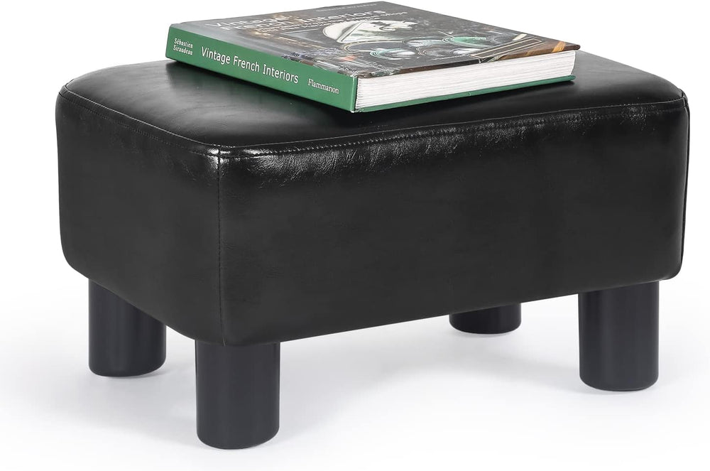 Homebeez 16" Small Footstool PU Leather Ottoman Footrest Modern Home Liv...