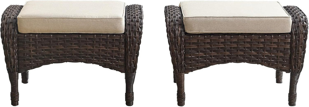 Belord Outdoor Ottomans for Patio Foot Rest - 25 Inch PE Wicker Foot Stool Se...