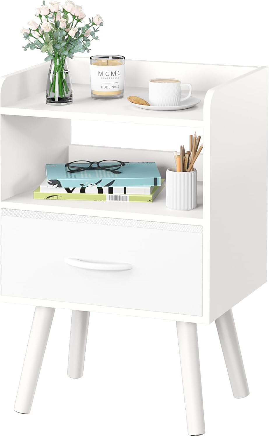 Yoobure Modern Nightstand with Drawer, Bedside Tables, Mid Century Nightstand...