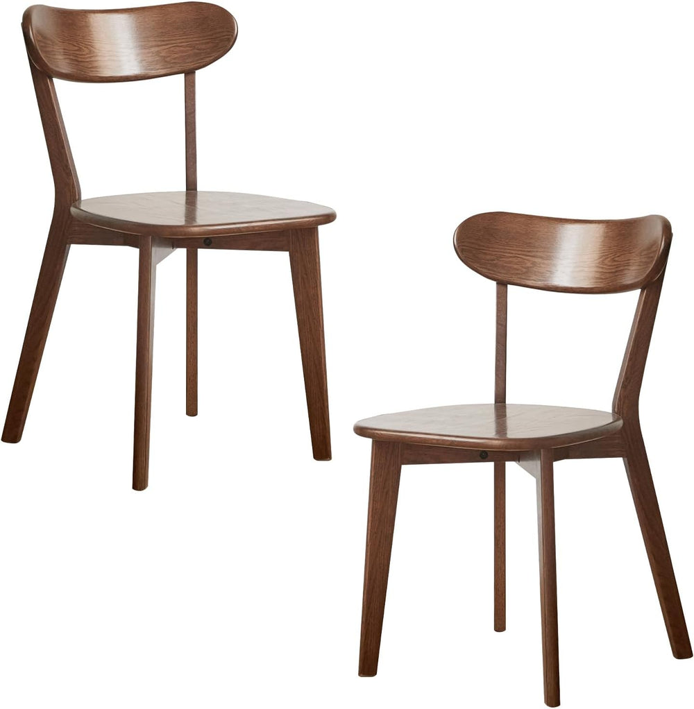 Walnut Dining Chairs Set of 2, Solid Oak Wood