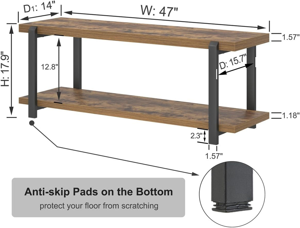 EXCEFUR Entryway Bench, Industrial Shoe Storage Bench for Living Room Bedroom...