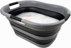 SAMMART 40L (10.5 gallon) Collapsible Plastic Laundry Basket - Space Saving Storage Container/Organizer - Portable Washing Tub - Foldable Pop Up Hamper/Basket (1, Grey/Black)