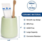 Bathroom Tumbler Cup Ceramic 13.5oz Reusable Toothbrush Cup 400ml,Toothbrush Holder Adequate for Your Bathroom (Green)