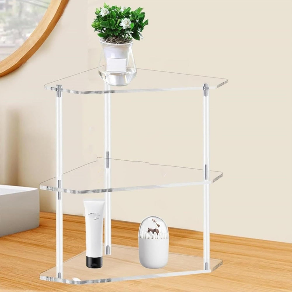 Yosoo Acrylic Corner Table, Small 3 Tier Triangular End Table, Transparent &a...