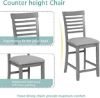 KEIKI 5-Piece Counter Height Dining Table Set with Square Table and 4 Upholstered Ladder Backrset Chair, for 4 Person, Modern Style Wooden Table Set, Easy Assembly, for Kitchen, Dining Room, Gray