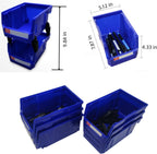 Pe&Hui Storage Organizer Bins,Wall Mount Storage Parts Rack,Stackable Shop Tool Bins for store Screws,Small Parts,Office Supplies and other Accessories Blue (6Pack)