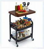 3 Tier Rolling Cart Metal Storage Utility Cart on Wheels, Coffee Cart Bedside Snack Trolley for Kitchen, Bathroom, Office & Living Room Organizer
