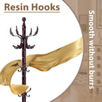 Solid Wooden Coat Rack Stand, Coat Racks Freestanding with 14 Hooks, Natural Birch Wood Coat stands with Sturdy Round Base, Tree Coat Hanger Standing for Entryway Bedroom Office (Chi Bang)