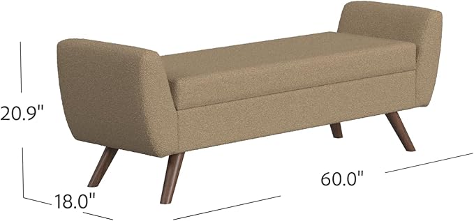 HomePop Modern Storage Bench with Wood Legs |Homepop Home Décor|Bench with Storage for Living Room & Bedroom - Brown