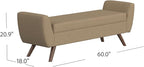 HomePop Modern Storage Bench with Wood Legs |Homepop Home Décor|Bench with Storage for Living Room & Bedroom - Brown