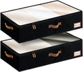StorageWorks Large Under Bed Storage Containers with Handles and Label Holder, 2 Pack Ultra-thick Fabric Underbed Bins, Closet Organizer for Clothes, Blankets, Sweater