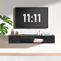 GHC Floating TV Stand, Wall Mounted Entertainment Center and Cabinet Shelf, TV Console with Storage, Media Console for DVD Player, Space-Saving Under TV Shelf for Bedroom, Living Room (Black Marble)