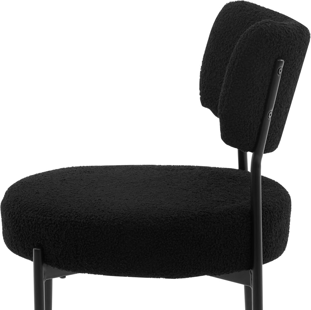 Boucle Dining Chair Set of 6, Mid Century Modern Upholstered Kitchen Chairs w...
