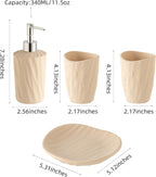Bathroom Accessories Set, 4 PCS Modern Stone Look Bathroom Accessory Set with Hand Soap Dispenser 11.5 OZ, Tumblers, Toothbrush Holder, Bar Soap Dish Holder Saver (Yellow)