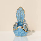 Exquisite Hand - Painted Enamel Blue Bird Trinket Box Hinged Rhinestone - Adorned Mini Jewelry Organizer for Rings & Necklaces, Ideal Classical Home Decor & Collectible Keepsake (Trinket Box-B)