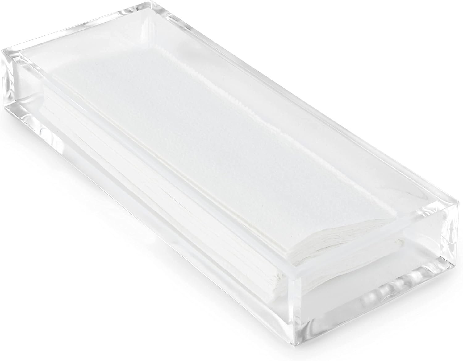 Huang Acrylic Clear Hand Towel Tray 11"x4" (10.5"x3.5" Internal) | for Bathrooms, Kitchens, Hosting, Picnics, Parties | Long Lasting Premium Acrylic Construction