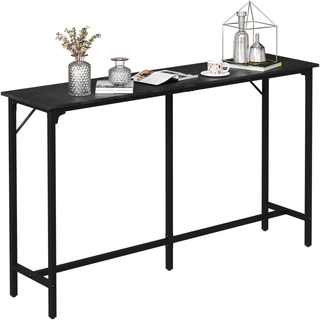 VINGLI 63 Inch Bar Table, Rectangular Counter Height Home Pub Table, Black | High Top, Multi-Scene Use for Kitchen Dining Living Room Sofa Entryway, Wooden Tabletop & Metal Base, Easy to Install