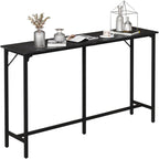 VINGLI 63 Inch Bar Table, Rectangular Counter Height Home Pub Table, Black | High Top, Multi-Scene Use for Kitchen Dining Living Room Sofa Entryway, Wooden Tabletop & Metal Base, Easy to Install