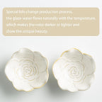 Mecaikru Ceramic Flower Jewelry Dish, 3.5 in Ring Tray with Gift Box & Card | Open flower shape keeps rings, earrings and necklaces visible while making items easy to pick up.