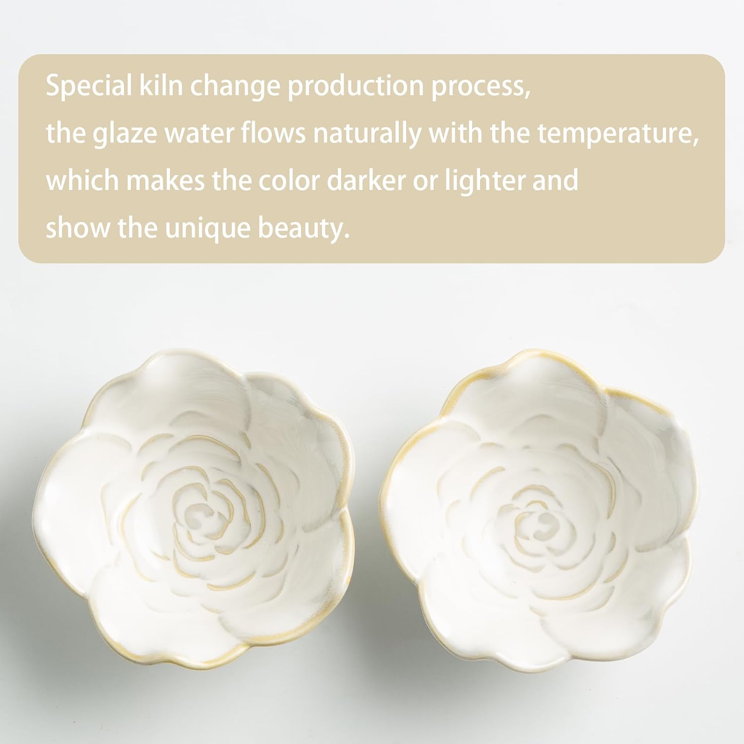 Mecaikru Ceramic Flower Jewelry Dish, 3.5 in Ring Tray with Gift Box & Card | Open flower shape keeps rings, earrings and necklaces visible while making items easy to pick up.