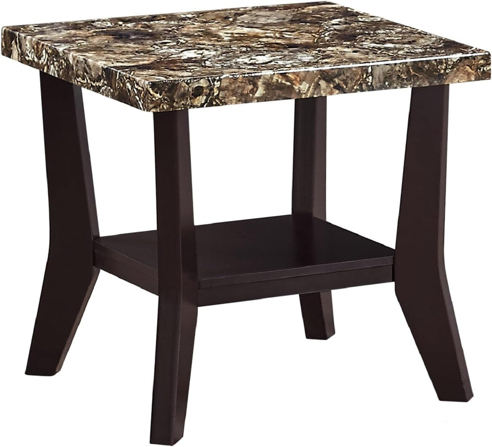 Faux Marble Coffee Table 3-Piece Set Rectangular Coffee Table with Two Matchi...