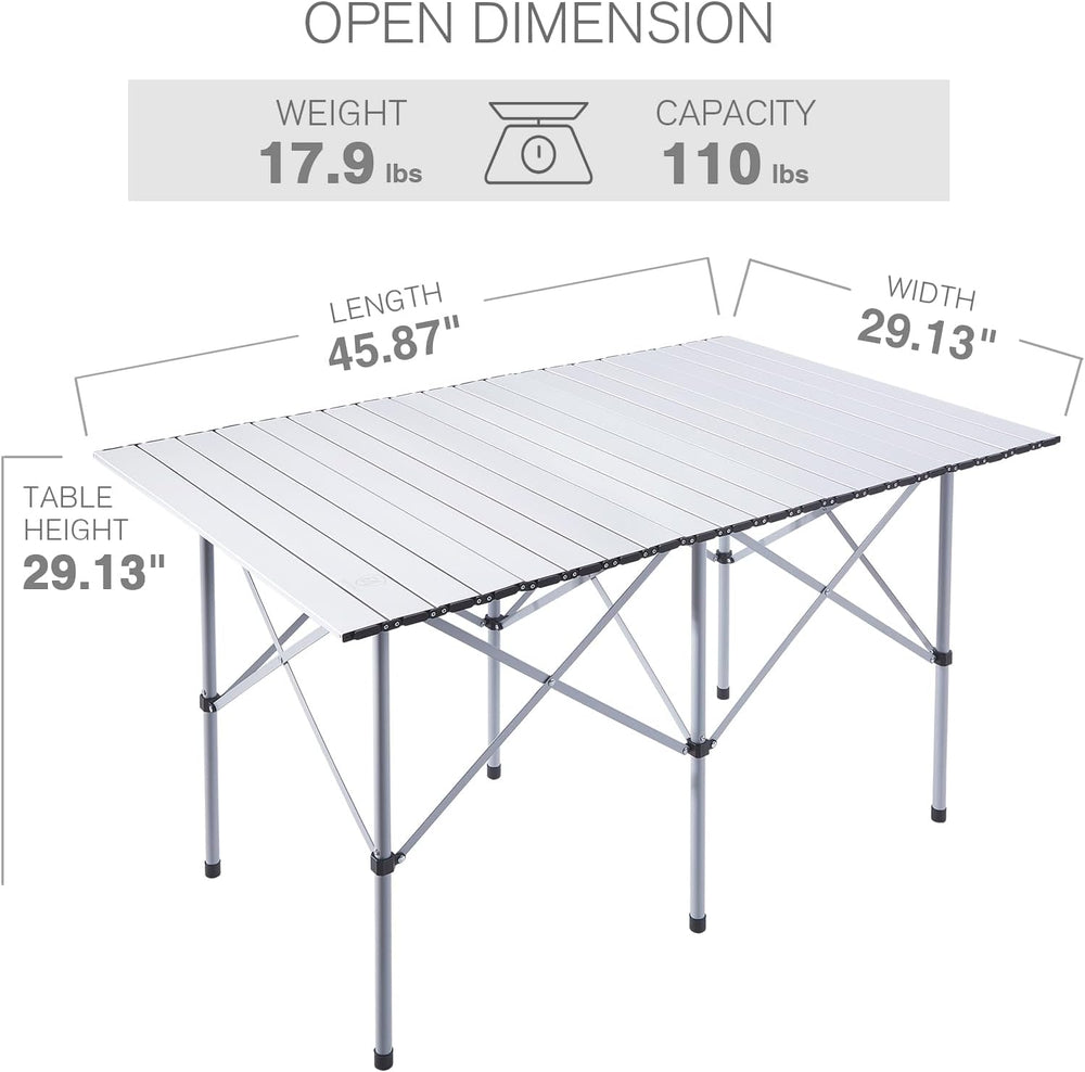 EVER ADVANCED Camping Table, Fold up Lightweight, 4-6 Person Portable Roll up...