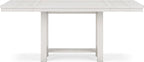 Signature Design by Ashley Robbinsdale Farmhouse Distressed Counter Height Dining Extension Table with Trestle Base, Planked Effect and 2 Removable End Leaves, White