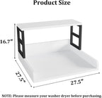 Washer Dryer Countertop with Shelf, 27.5″D x 27.5″W x 16.7″H, Countertop for Washer and Dryer Top with Non-Slip Pads and Edge Rails, Laundry Room Storage and Organization(White)