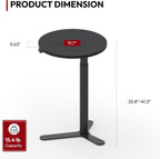 SANODESK 19.7'' Pneumatic Height Adjustable Round Dining Table Bar Table | Height 25.8"–41.3",Wooden Modern Kitchen Table for Snacks & Coffee, Ideal for Living Room Bedroom Balcony Small Spaces,Black